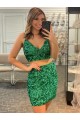 Cheap V-Neck Sleeveless Short Velvet Sequin Prom Cocktail Dress UK