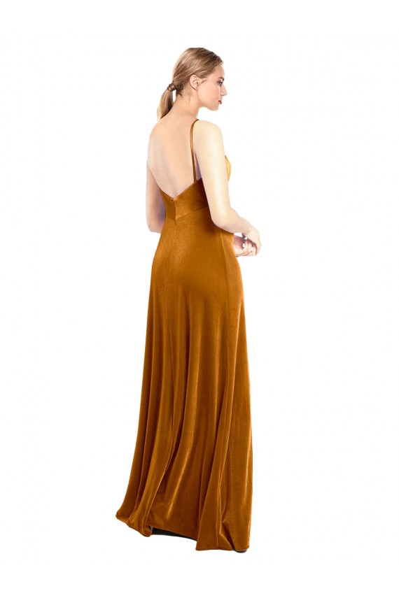 Cheap Long Velvet Cowl Neck Slip Prom Dress UK