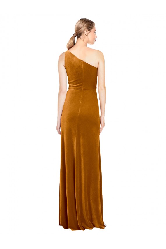 Cheap Sleek One Shoulder Long Velvet Prom Dress UK