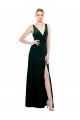 Cheap Sleek V-Neck Long Velvet Prom Dress with Side Slit UK