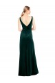 Cheap Sleek V-Neck Long Velvet Prom Dress with Side Slit UK