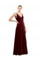 Cheap Faux Wrap V-Neck Sleek Long Velvet Prom Dress UK