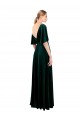 Cheap Deep V-Neck Flutter Sleeves Long Velvet Wrap Prom Dress UK