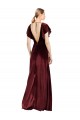 Cheap Flutter Sleeves Open Back Long Velvet Prom Dress UK