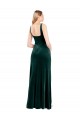 Cheap Square Neck Full Length Velvet Prom Dress with Side Slit UK
