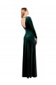 Cheap Plunging V-Neckline Long Sleeves Open Back Velvet Prom Dress UK
