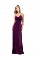 Cheap Draped Neckline Spaghetti Straps Velvet Prom Dress UK
