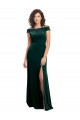 Cheap Floor Length Cap Sleeves Long Velvet Prom Dress with High Side Slit UK