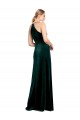 Cheap Long Jewel Neck Full Length Velvet Prom Dress with Side Slit UK