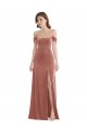 Cheap Off the Shoulder Flounce Sleeve Velvet Maxi Prom Dress & Pockets UK