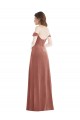 Cheap Off the Shoulder Flounce Sleeve Velvet Maxi Prom Dress & Pockets UK