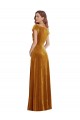 Cheap Cap Sleeve Faux Wrap Velvet Maxi Prom Dress with Pockets UK