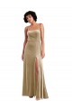 Cheap Square Neck Velvet Maxi Prom Dress with Front Slit & Pockets UK