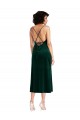 Cheap Midi Length Cowl Neck Velvet Short Slip Cocktail Prom Dress / Homecoming Dress UK