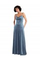 Cheap Sleek Cowl Neck Velvet Maxi Prom Dress with Pockets UK