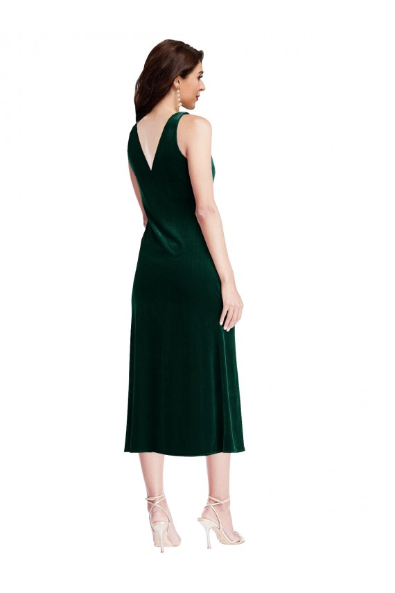 Cheap Cowl Neck Velvet Midi Length Cocktail Prom Dress / Homecoming Dress UK