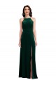Cheap Velvet Halter Maxi Prom Dress with Front Slit & Pockets UK