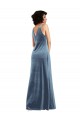 Cheap Floor Length Cowl Neck Long Stretch Velvet Maxi Prom Dress UK