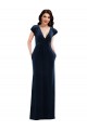 Cheap Flutter Sleeve Wrap Bodice Velvet Maxi Prom Dress with Pockets UK