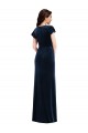 Cheap Flutter Sleeve Wrap Bodice Velvet Maxi Prom Dress with Pockets UK