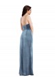 Cheap Spaghetti Strap Velvet Maxi Prom Dress with Draped Skirt UK