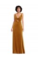 Cheap Twist Front Cutout Velvet Maxi Prom Dress with Pockets UK