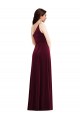 Cheap One Shoulder Spaghetti Strap Velvet Maxi Prom Dress with Pockets UK
