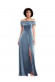 Cheap Draped Cuff Off the Shoulder Velvet Maxi Prom Dress with Pockets UK