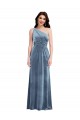Cheap One Shoulder Draped Velvet Maxi Prom Dress UK