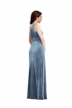Cheap One Shoulder Draped Velvet Maxi Prom Dress UK