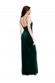 Cheap Straight Neckline Spaghetti Straps Long Velvet Prom Dress with High Side Slit UK