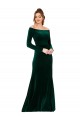 Cheap Off the Shoulder Long Sleeves Stretch Velvet Prom Dress UK
