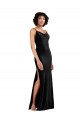 Cheap Modern Floor-Length Velvet Prom Dress with Cowl Neck and Spaghetti Straps UK