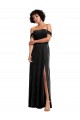 Cheap Off the Shoulder Drapped Sleeves Stretch Velvet Prom Dress UK