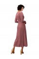 Cheap Long Sleeve Velvet Faux Wrap Midi Length Prom Dress UK