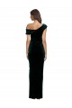 Cheap Long Asymmetric Neckline Ruched Velvet Prom Dress UK