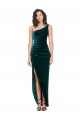 Cheap One Shoulder Velvet Front Wrap Prom Dress  UK