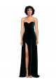 Cheap Sweetheart Fluid Velvet Prom Dress with High Split UK